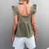 Women Summer Ruffle Hem Tank Tops Solid Color Sleeveless Square Neck Slim Fitted Camisoles Crop Top Shirt black M