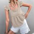 Women Summer Ruffle Hem Tank Tops Solid Color Sleeveless Square Neck Slim Fitted Camisoles Crop Top Shirt black M