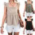 Women Summer Ruffle Hem Tank Tops Solid Color Sleeveless Square Neck Slim Fitted Camisoles Crop Top Shirt black M