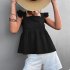Women Summer Ruffle Hem Tank Tops Solid Color Sleeveless Square Neck Slim Fitted Camisoles Crop Top Shirt black M