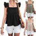 Women Summer Ruffle Hem Tank Tops Solid Color Sleeveless Square Neck Slim Fitted Camisoles Crop Top Shirt black M