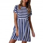 Women Summer Sexy All-match Stripe Printing Slim A-Line Dress Beach Wear
