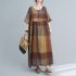 Women Summer Short Sleeves Dress Plaid Printing Loose A line Skirt For Pregnant Women Round Neck Large Size Dress As shown XXXL