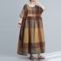 Women Summer Short Sleeves Dress Plaid Printing Loose A line Skirt For Pregnant Women Round Neck Large Size Dress As shown XXXL
