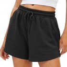 Women Summer Shorts Elastic High Waist Breathable Athletic Shorts With Pockets For Running Fitness Training black S