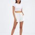 Women Summer Shorts Elastic High Waist Breathable Athletic Shorts With Pockets For Running Fitness Training coffee color 2XL