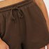 Women Summer Shorts Elastic High Waist Breathable Athletic Shorts With Pockets For Running Fitness Training coffee color 2XL