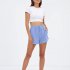 Women Summer Shorts Elastic High Waist Breathable Athletic Shorts With Pockets For Running Fitness Training coffee color 2XL
