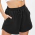 Women Summer Shorts Elastic High Waist Breathable Athletic Shorts With Pockets For Running Fitness Training coffee color 2XL