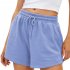 Women Summer Shorts Elastic High Waist Breathable Athletic Shorts With Pockets For Running Fitness Training sky blue L