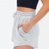Women Summer Shorts Elastic High Waist Breathable Athletic Shorts With Pockets For Running Fitness Training grey L