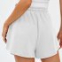 Women Summer Shorts Elastic High Waist Breathable Athletic Shorts With Pockets For Running Fitness Training White L