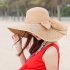 Women Summer Simple Bowknot Large Brim Foldable Sunscreen Outdoor Breathable Cap