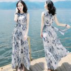 Women Summer Sleeveless Dress Bohemian Long Beach Dress for Seaside HolidayOSSJ