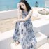 Women Summer Sleeveless Dress Bohemian Long Beach Dress for Seaside HolidayFQSB