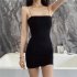 Women Summer Spaghetti Strap Dress Trendy Sexy Sleeveless Backless Bodycon Skirt Solid Color Middle Waist Dress black M