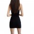 Women Summer Spaghetti Strap Dress Trendy Sexy Sleeveless Backless Bodycon Skirt Solid Color Middle Waist Dress black M