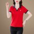 Women Summer Sports Shirt Contrast Color Short Sleeve Basic Tops Casual Bottoming Shirt light green 4XL