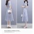 Women Summer Tight Waist Printing Mandarin Sleeve Lacing Dress Photo Color XL