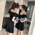 Women Summer V neck Dress Sexy Off Shoulder High Waist Dress Simple Solid Color Short Sleeves A line Skirt bright red XL