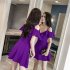 Women Summer V neck Dress Sexy Off Shoulder High Waist Dress Simple Solid Color Short Sleeves A line Skirt bright red 3XL