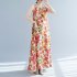 Women Sun Dresses Bohemian Vintage Floral Print Round Neck Sleeveless Tank Dresses Casual Summer Beach Party Dresses orange M