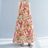 Women Sun Dresses Bohemian Vintage Floral Print Round Neck Sleeveless Tank Dresses Casual Summer Beach Party Dresses orange M