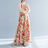 Women Sun Dresses Bohemian Vintage Floral Print Round Neck Sleeveless Tank Dresses Casual Summer Beach Party Dresses orange M