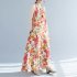 Women Sun Dresses Bohemian Vintage Floral Print Round Neck Sleeveless Tank Dresses Casual Summer Beach Party Dresses orange M