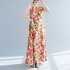 Women Sun Dresses Bohemian Vintage Floral Print Round Neck Sleeveless Tank Dresses Casual Summer Beach Party Dresses orange XXL