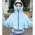 Women Sunscreen Clothing Summer Hooded Breathable Shawl Outdoor Zipper Riding Sun Protection Clothing Light blue One size