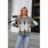 Women Sweatshirt Long Sleeve Round Neck Pullovers Trendy Contrast Color Tie Dye Loose Casual Tops black and yellow L