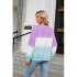 Women Sweatshirt Long Sleeve Round Neck Pullovers Trendy Contrast Color Tie Dye Loose Casual Tops black and yellow L