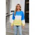 Women Sweatshirt Long Sleeve Round Neck Pullovers Trendy Contrast Color Tie Dye Loose Casual Tops black and yellow L