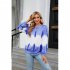 Women Sweatshirt Long Sleeve Round Neck Pullovers Trendy Contrast Color Tie Dye Loose Casual Tops black and yellow L