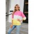 Women Sweatshirt Long Sleeve Round Neck Pullovers Trendy Contrast Color Tie Dye Loose Casual Tops black and yellow L