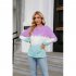 Women Sweatshirt Long Sleeve Round Neck Pullovers Trendy Contrast Color Tie Dye Loose Casual Tops black and yellow L