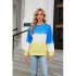 Women Sweatshirt Long Sleeve Round Neck Pullovers Trendy Contrast Color Tie Dye Loose Casual Tops black and yellow XXL