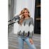 Women Sweatshirt Long Sleeve Round Neck Pullovers Trendy Contrast Color Tie Dye Loose Casual Tops purple blue XXL