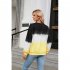 Women Sweatshirt Long Sleeve Round Neck Pullovers Trendy Contrast Color Tie Dye Loose Casual Tops purple blue XXL