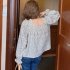 Women Sweet Floral Printing T shirt Trendy Square Neck Long Sleeves Pullover Blouse Loose Casual Tops As shown One size fits all