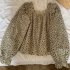 Women Sweet Floral Printing T shirt Trendy Square Neck Long Sleeves Pullover Blouse Loose Casual Tops As shown One size fits all
