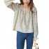Women Sweet Floral Printing T shirt Trendy Square Neck Long Sleeves Pullover Blouse Loose Casual Tops As shown One size fits all