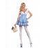 Women Sweet Style Plaid Printing Dress Cosplay Housemaid Costumes for Oktoberfest Halloween Party blue One size