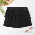 Women Swim Skirt Fashion Solid Color Mesh Swimdress Sexy High Waist Multi-layer Bikini A-line Brief Skirt 2263 mesh black L