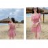 Women Swimsuit Conservative Solid Color Thin Type One piece Boxer Shorts Swimwear Pink L