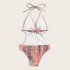 Women Swimsuit Floral Printing Color Patchwork High waist Bikini Swimsuit Photo Color S
