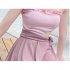 Women  Swimsuit Flounces Top Edge Conservatively Slimming Sling Swimwear Pink M