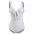 Women Swimsuit High waist Solid Color Sexy Conservative Swimsuit white l