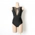 Women Swimsuit Nylon Sexy Open Back See through Mesh One piece Bikini Swimwear For Summer Beach Holiday black XL